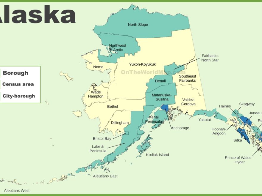 Alaska Boroughs And Census Area Map Ontheworldmap