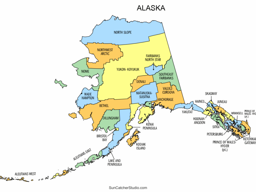 Alaska Boroughs Map Printable State Map With County Lines Free Printables Monograms Design Tools Patterns DIY Projects
