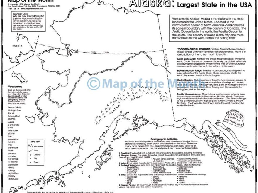 Alaska Map Blank Outline Map 16 By 20 Inches Activities Included