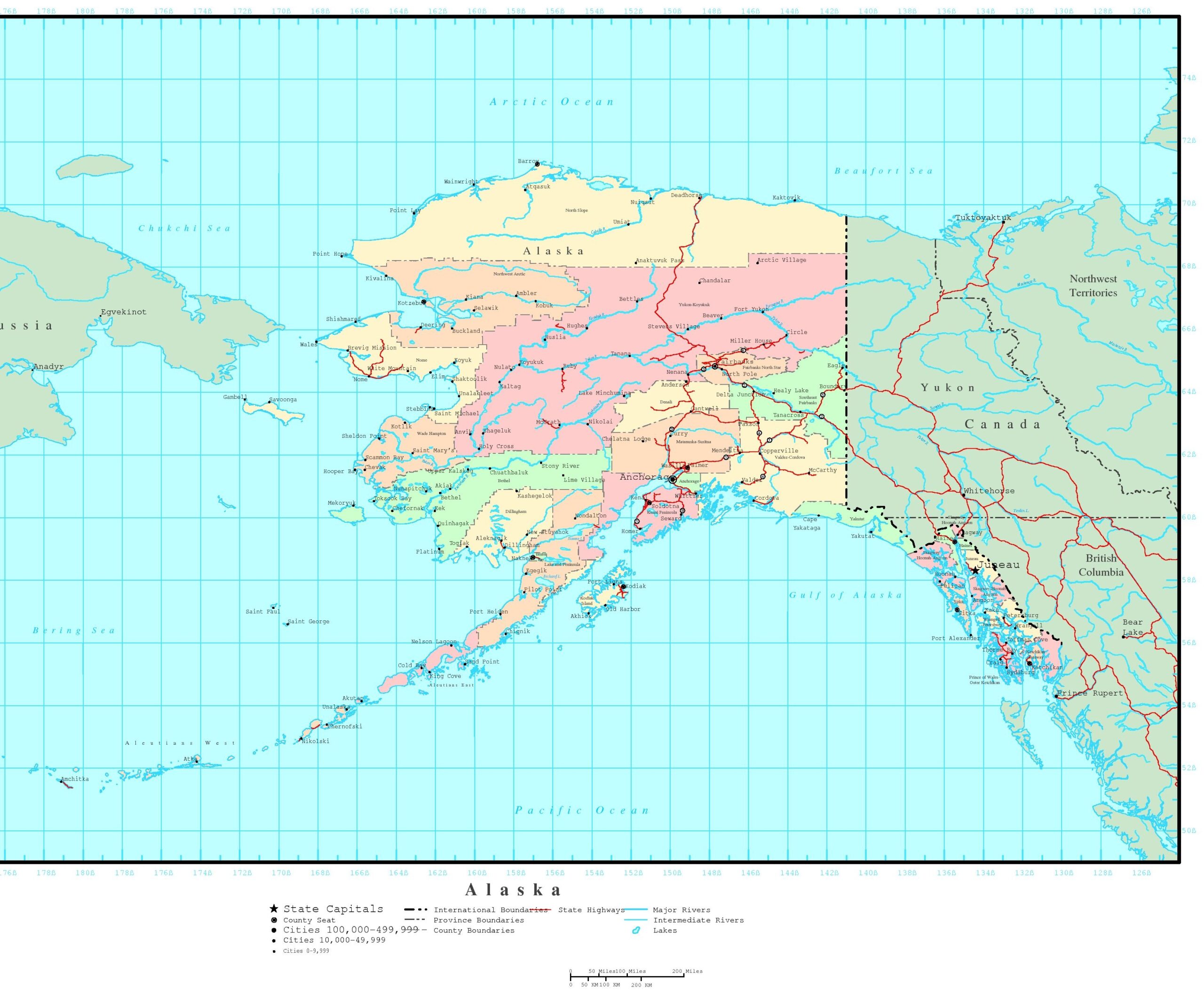 Printable Detailed Map Of Alaska