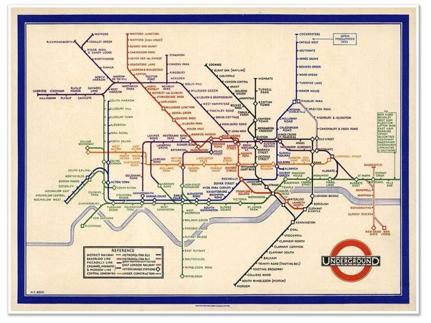Amazon Antiguos Maps The London Underground The Tube Railway Subway Historical Art Print Circa 1933 Poster Vintage Wall Decor 18 X 24 Inches 457 X 610 Mm Office Products