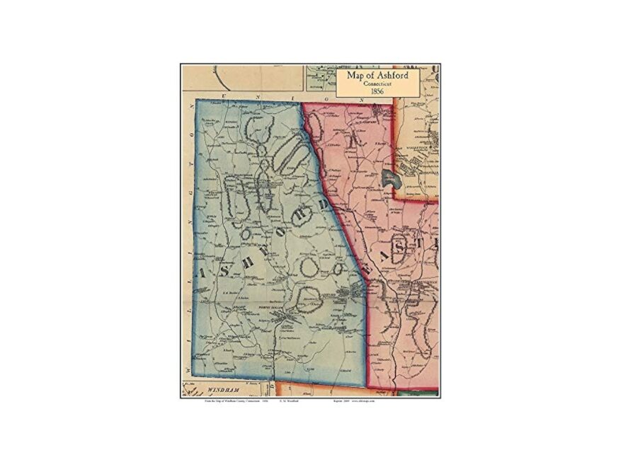 Amazon Ashford 1856 Old Town Map With Homeowner Names Connecticut Reprint Windham County CT TM Home Kitchen