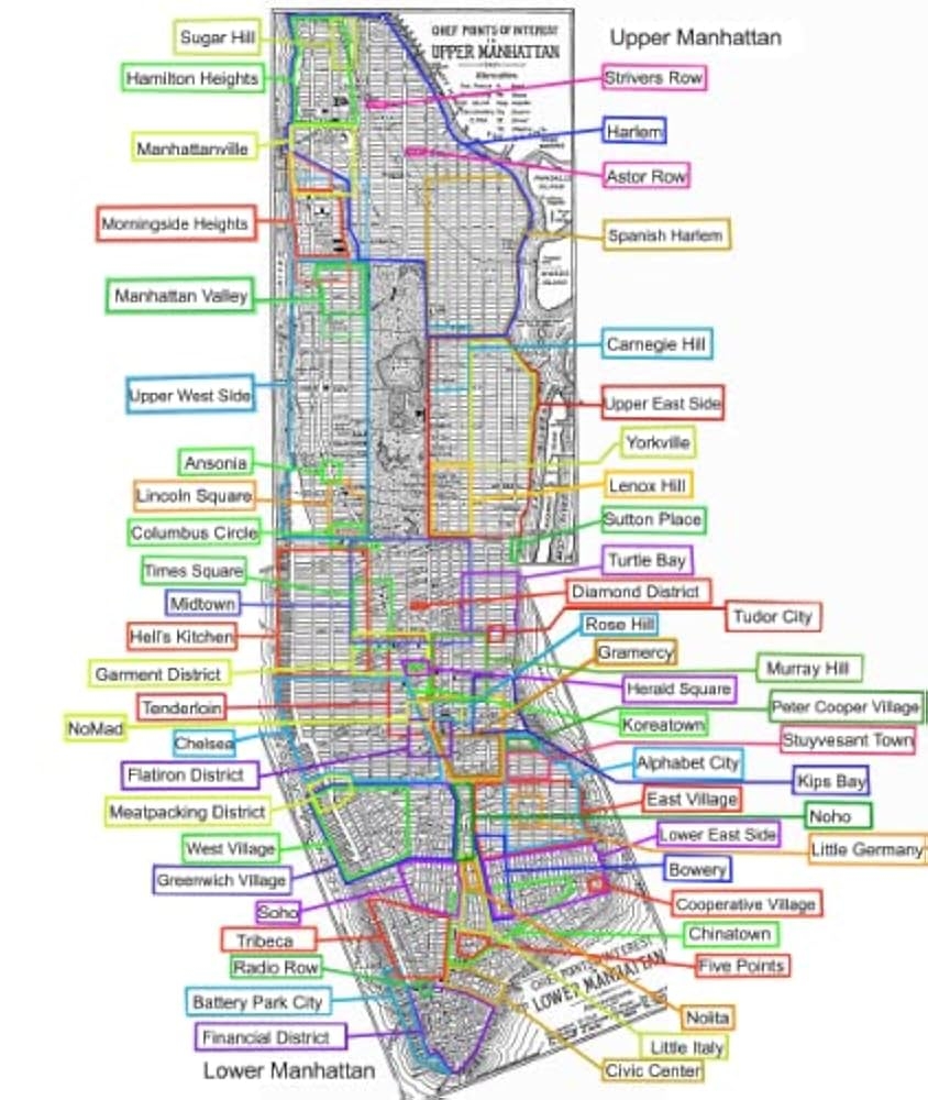 Amazon ConversationPrints MANHATTAN NEIGHBORHOOD MAP GLOSSY POSTER PICTURE PHOTO PRINT BANNER NYC Posters Prints
