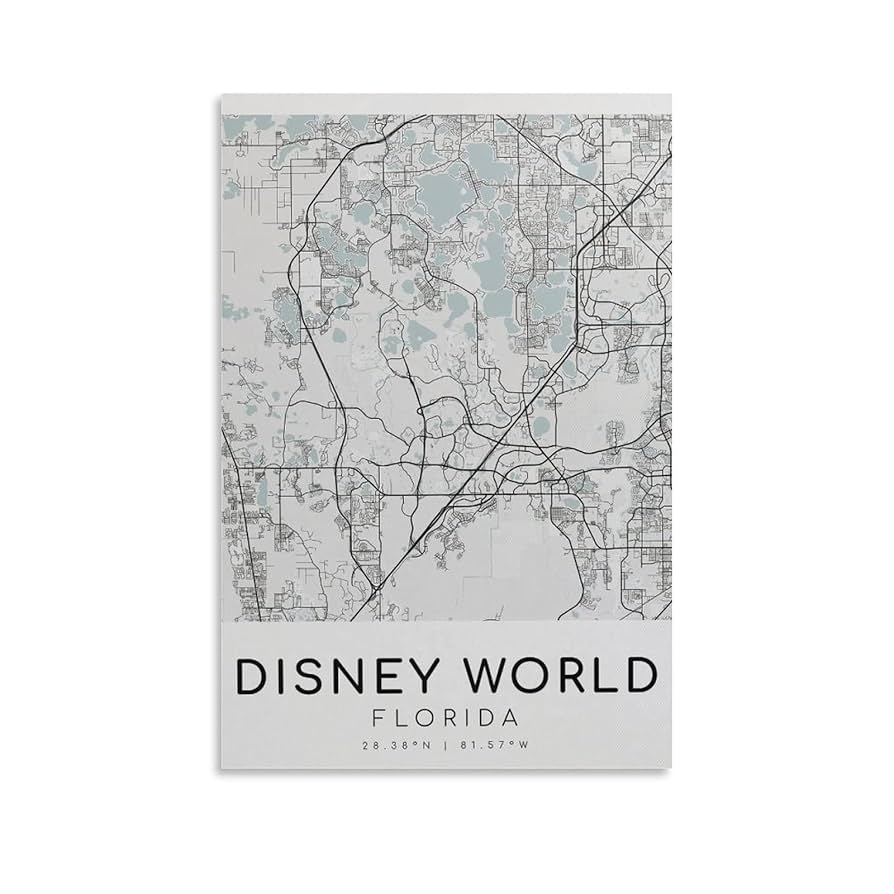 Amazon Disney World Florida Florida City Map Gift Map Printable Map Poster Minimalist Map Art Unique GIF Poster Decorative Painting Canvas Wall Art Living Room Posters Bedroom Painting 20x30inch 50x75cm Office Products