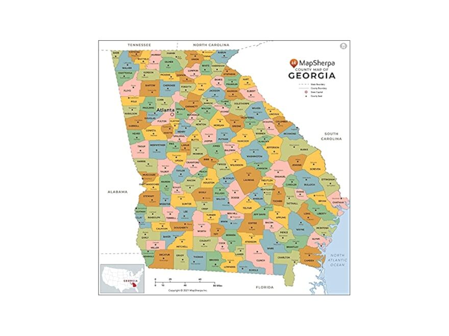 Amazon Georgia Counties Map Standard 36 X 36 5 Paper Office Products