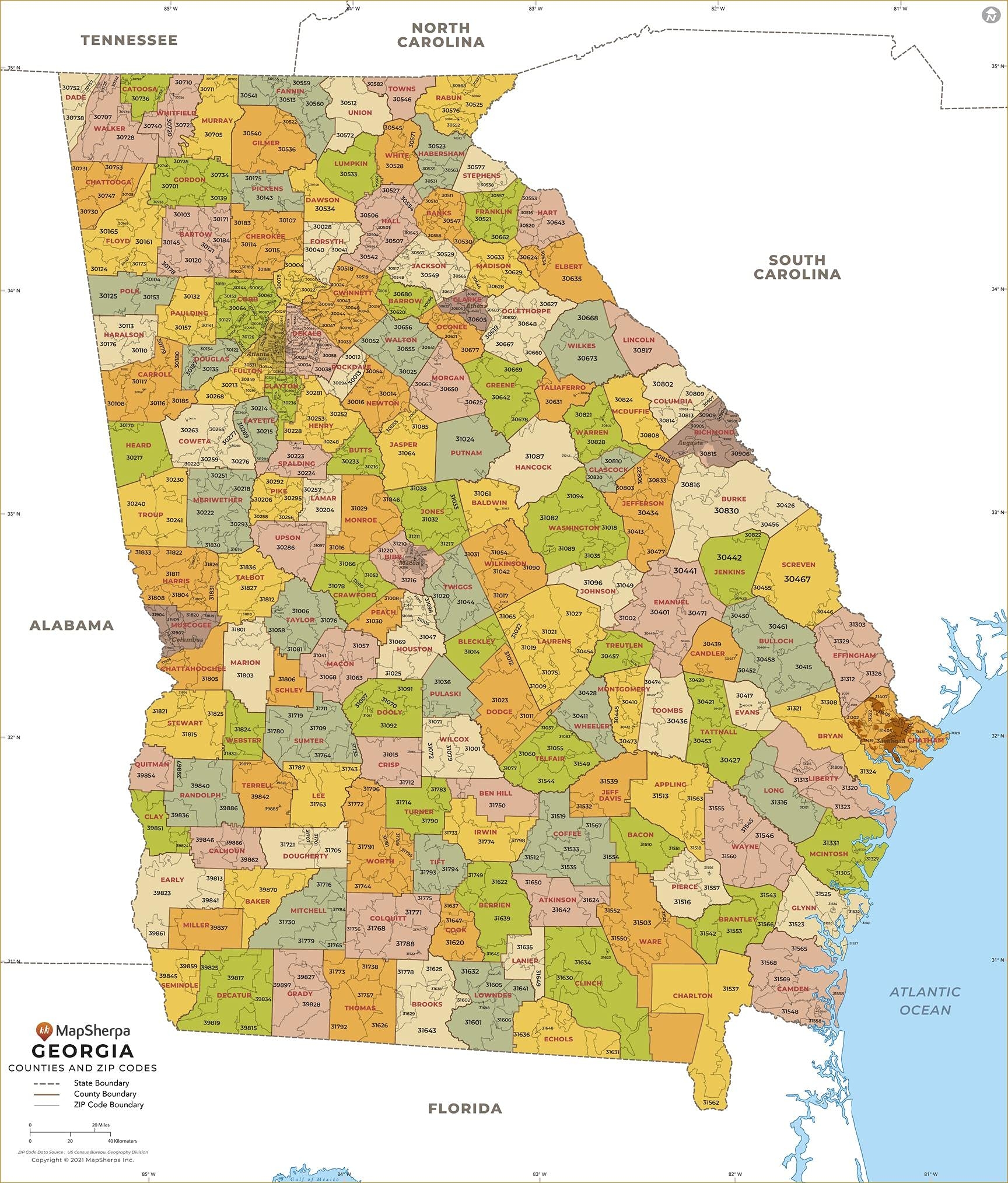 Amazon Georgia ZIP Code Map With Counties Standard 36 X 42 25 Paper Office Products Amazon Georgia ZIP Code Map With Counties Standard 36 X 42 25 Paper Office Products