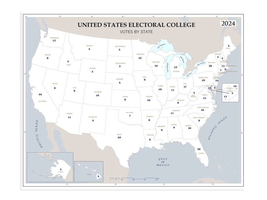 Amazon HISTORIX 2024 Electoral Map United States By State Map 24 X 30 Inch Presidential Election College Votes Poster Posters Prints