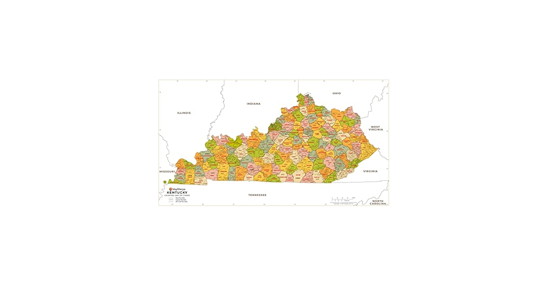 Amazon Kentucky ZIP Code Map With Counties Large 48 X 26 5 Paper Office Products Amazon Kentucky ZIP Code Map With Counties Large 48 X 26 5 Paper Office Products