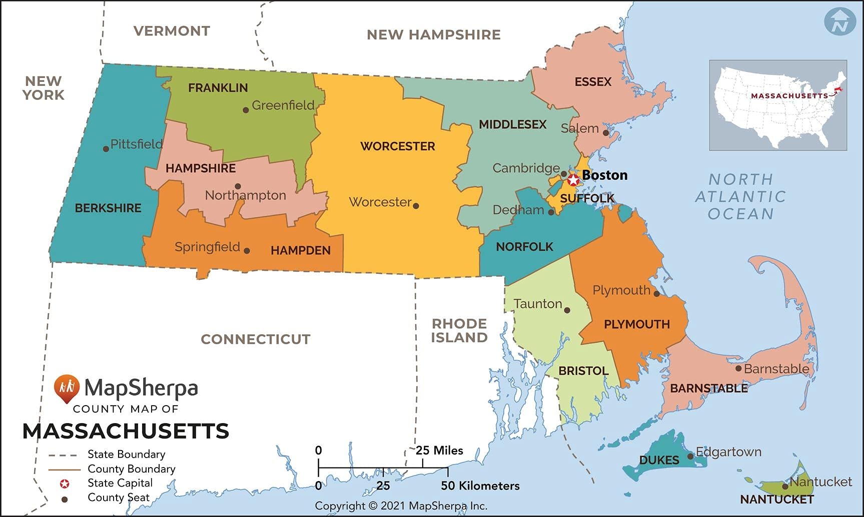 Amazon Massachusetts Counties Map Standard 36 X 21 75 Laminated Office Products