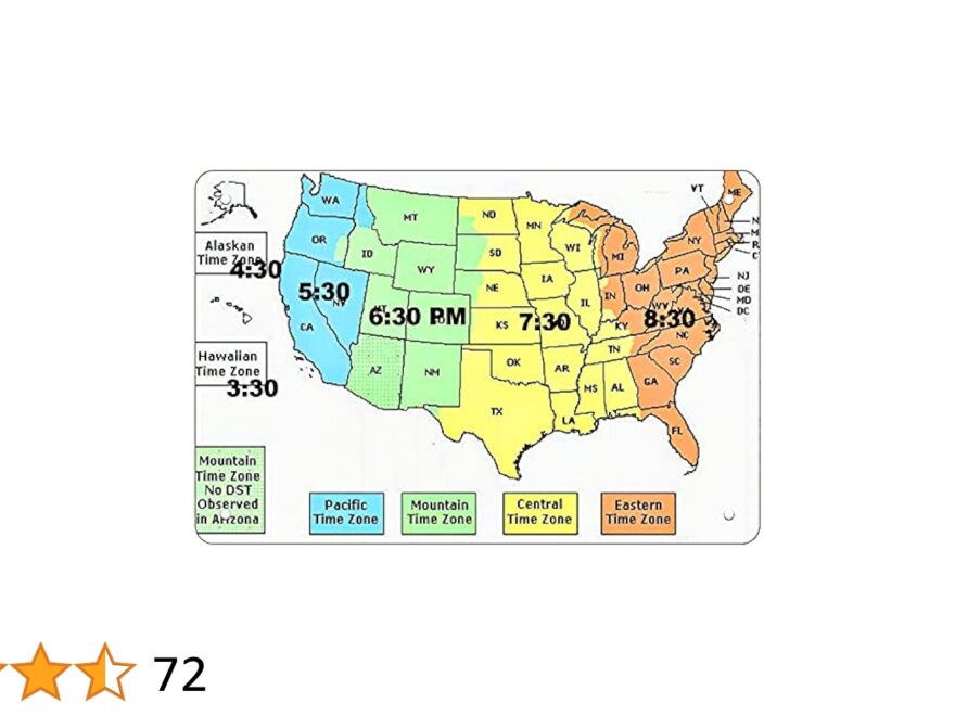 Amazon Rosefinch Stone US Time Zone Map Retro Funny Metal Sheet Signs Wall Decoration Size 8 X 12