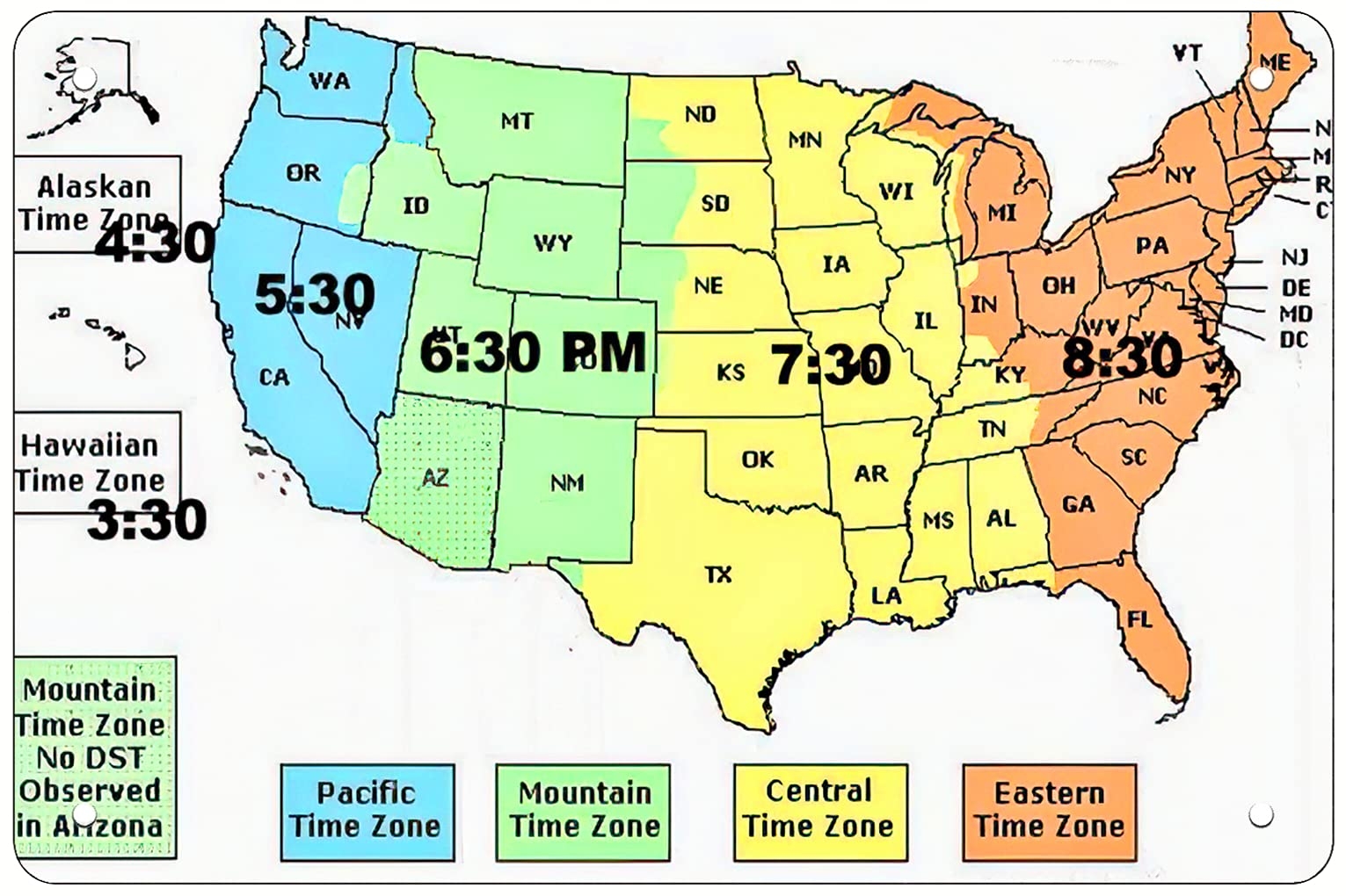 Printable Timezone Map United States