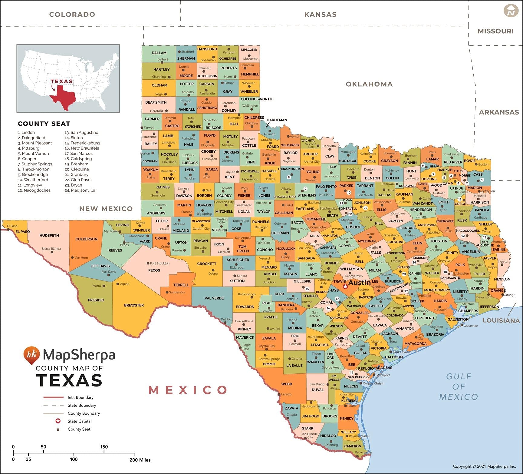 Amazon Texas Counties Map Standard 36 X 32 75 Laminated Office Products