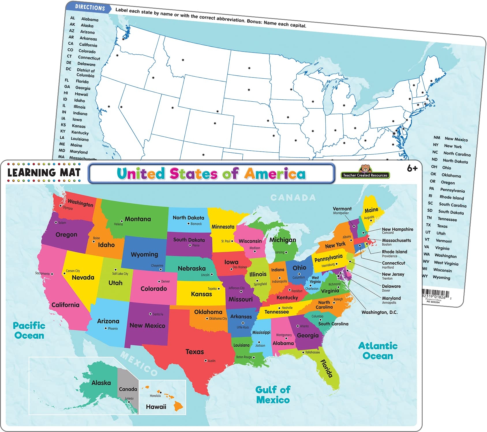 Amazon United States Of America Map Learning Mat Toys Games