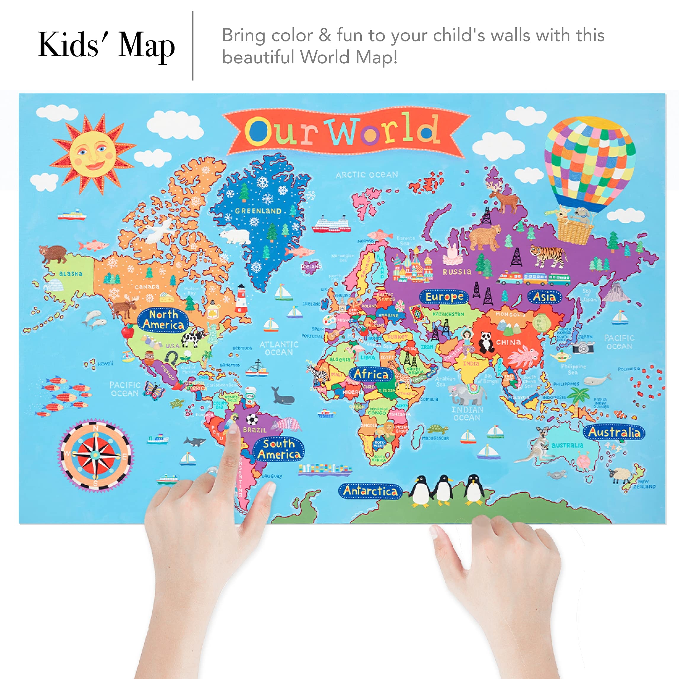 Amazon Waypoint Geographic Kids World Wall Map Laminated Worksheets Library
