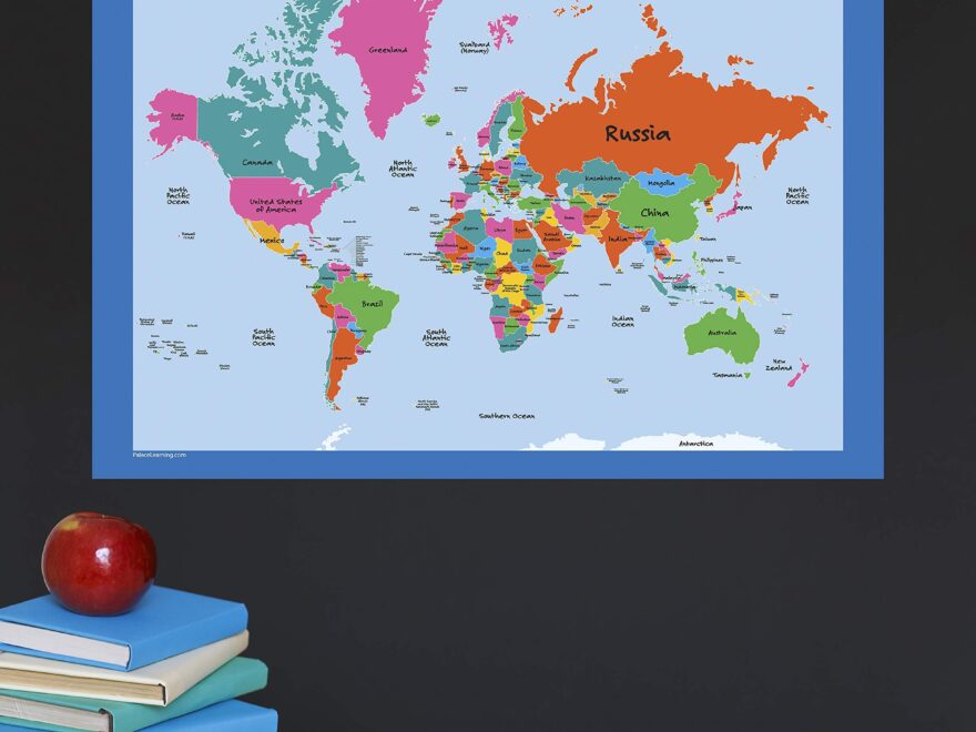Amazon World Map For Kids LAMINATED Wall Chart Map Of The World 18 X 24 Office Products