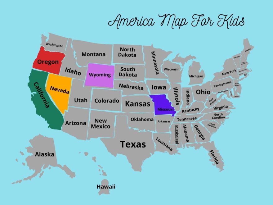 America Map For Kids United States Of America Map For Kids Printables Classroom History Worksheet Road Trip Travel Map For Kids Etsy