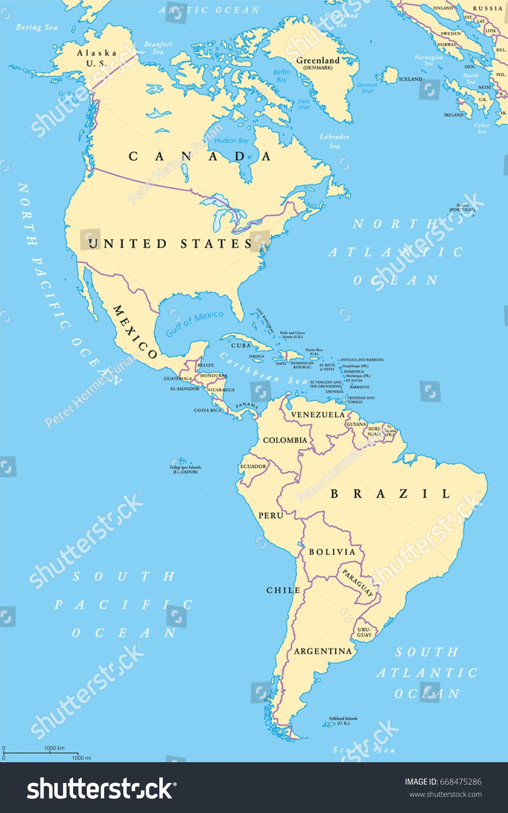 Western Hemisphere Map Printable