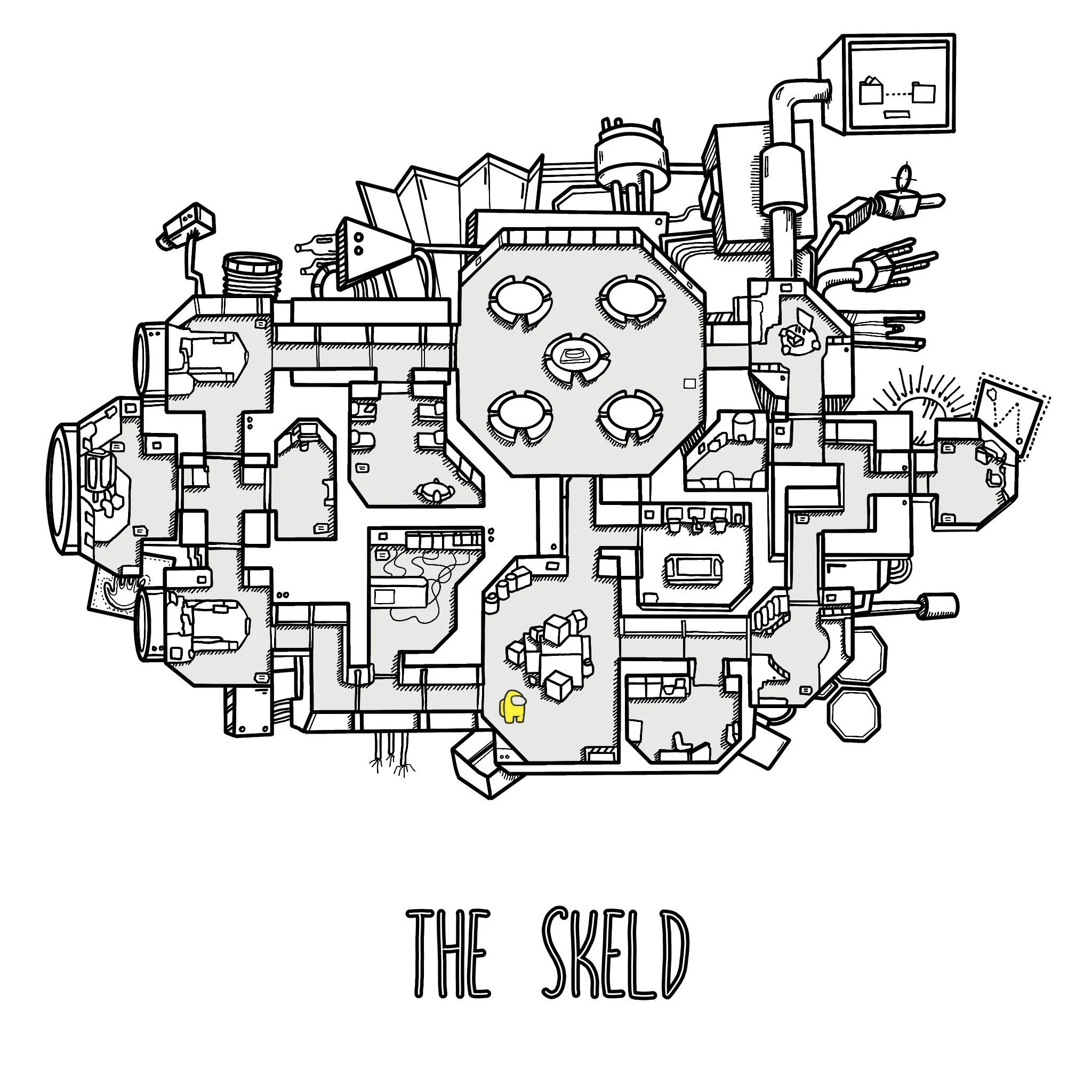 Among Us The Skeld Map POSTER Impression Print Custom Color 21x30cm Among Us Video Games Affiche Map Streamer Gift Twitch Etsy