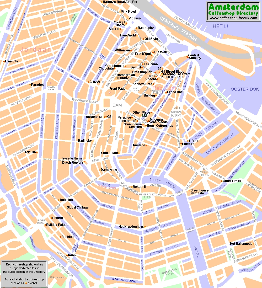 Amsterdam Top Tourist Attractions Map Coffeeshops With Information Best Guide