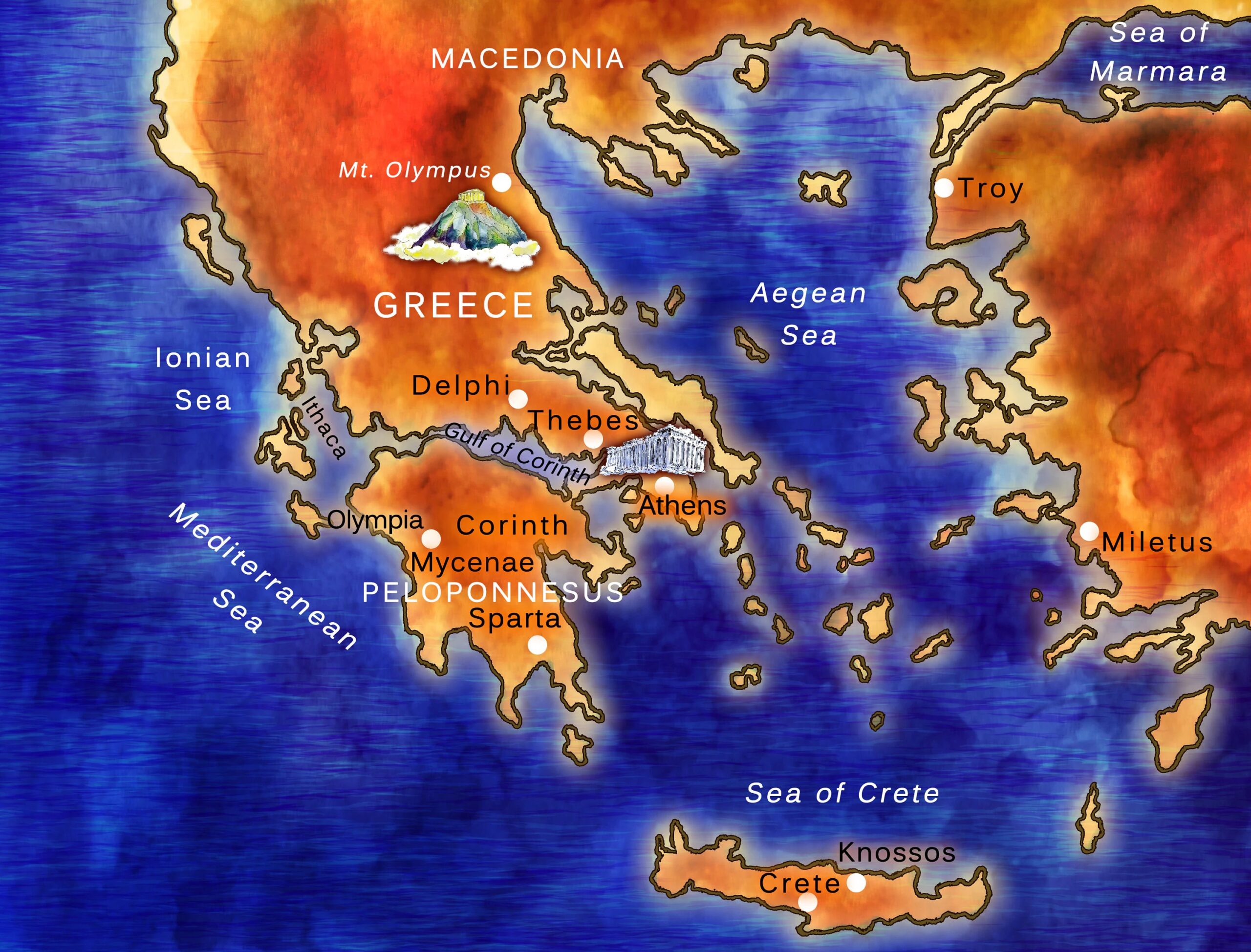 Map Of Ancient Greece Simple Printable