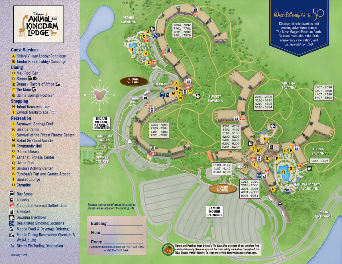 Animal Kingdom Lodge Map At Disney World Printable PDF Mickey Visit Disney News Planning Tips