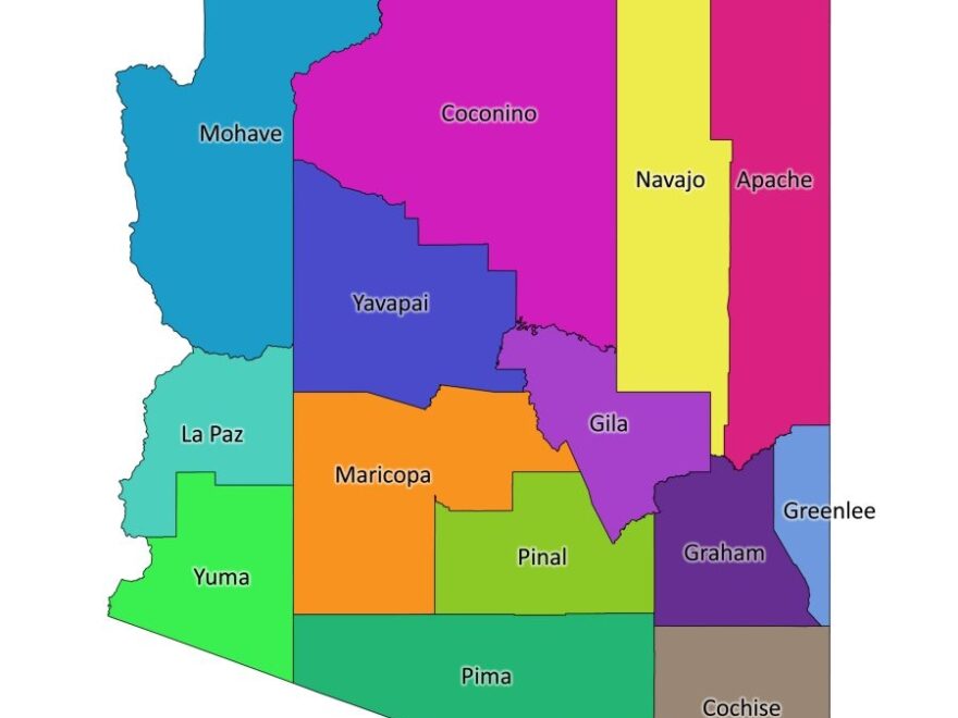 Arizona Labeled Map Labeled Maps