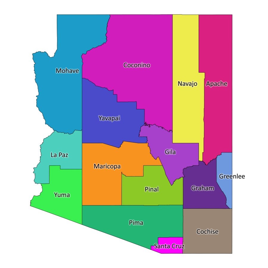Arizona Labeled Map Labeled Maps Arizona Labeled Map Labeled Maps