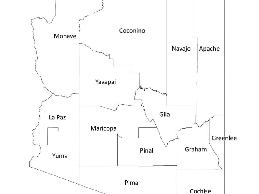 Arizona Labeled Map Labeled Maps