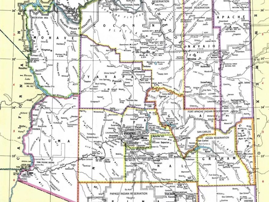 Arizona Map Instant Download Printable Map Digital Download Wall Art Antique Map Etsy