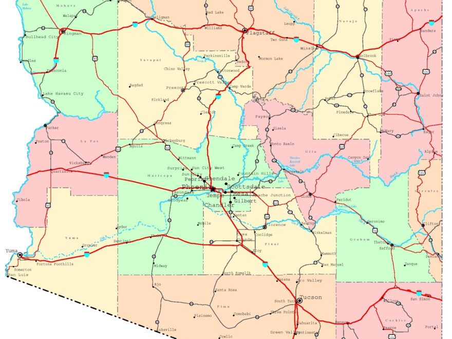 Arizona Printable Map