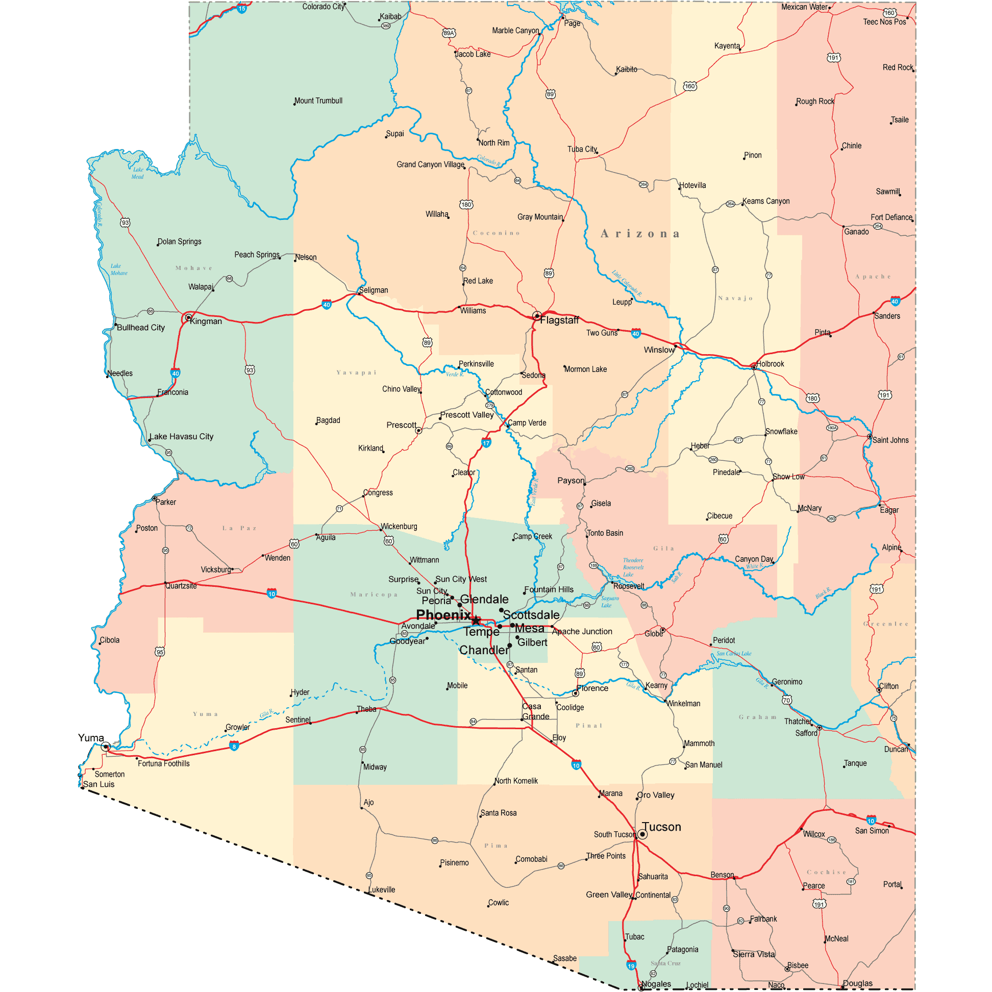 Arizona Road Map AZ Road Map Arizona Highway Map