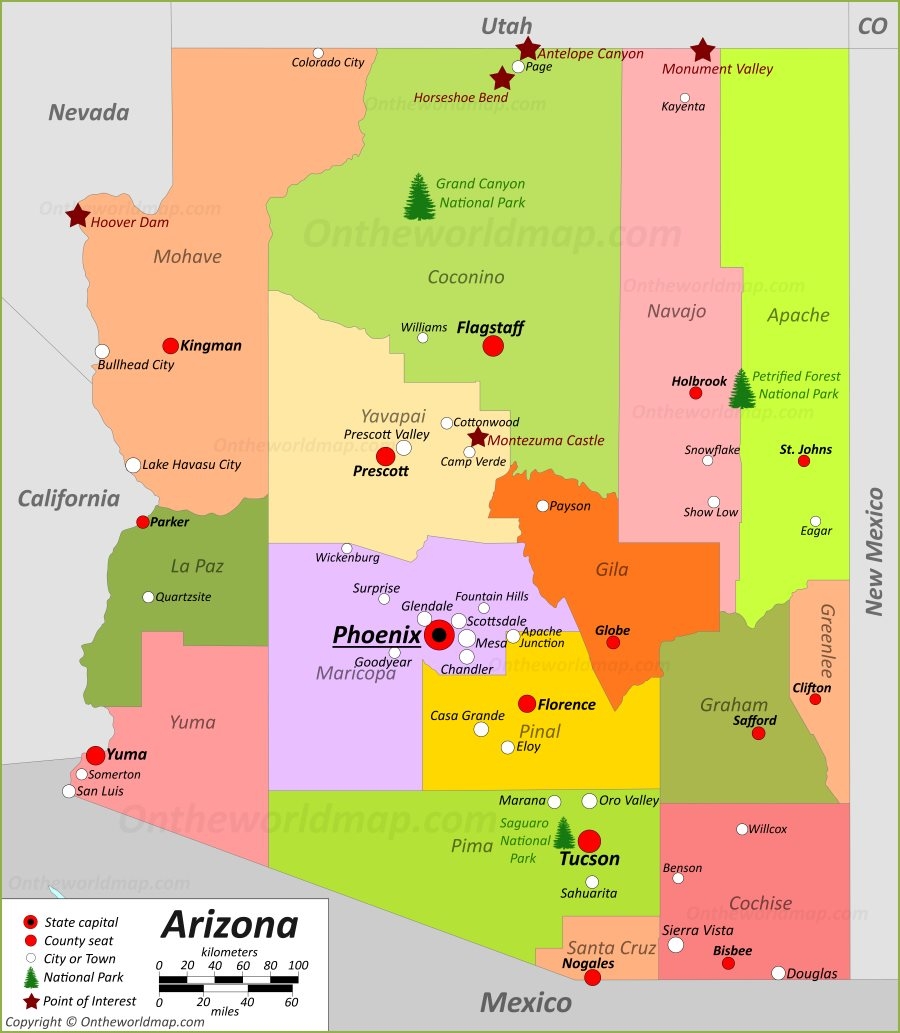 Arizona State Map Printable