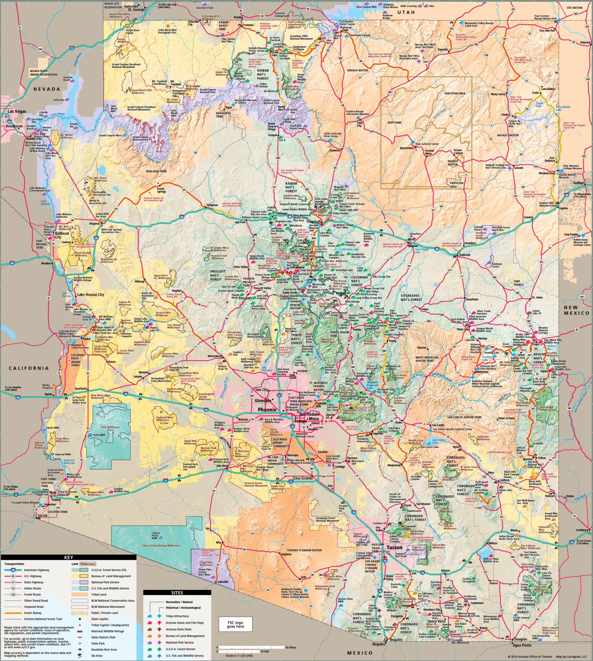 Arizona Tourist Map Ontheworldmap