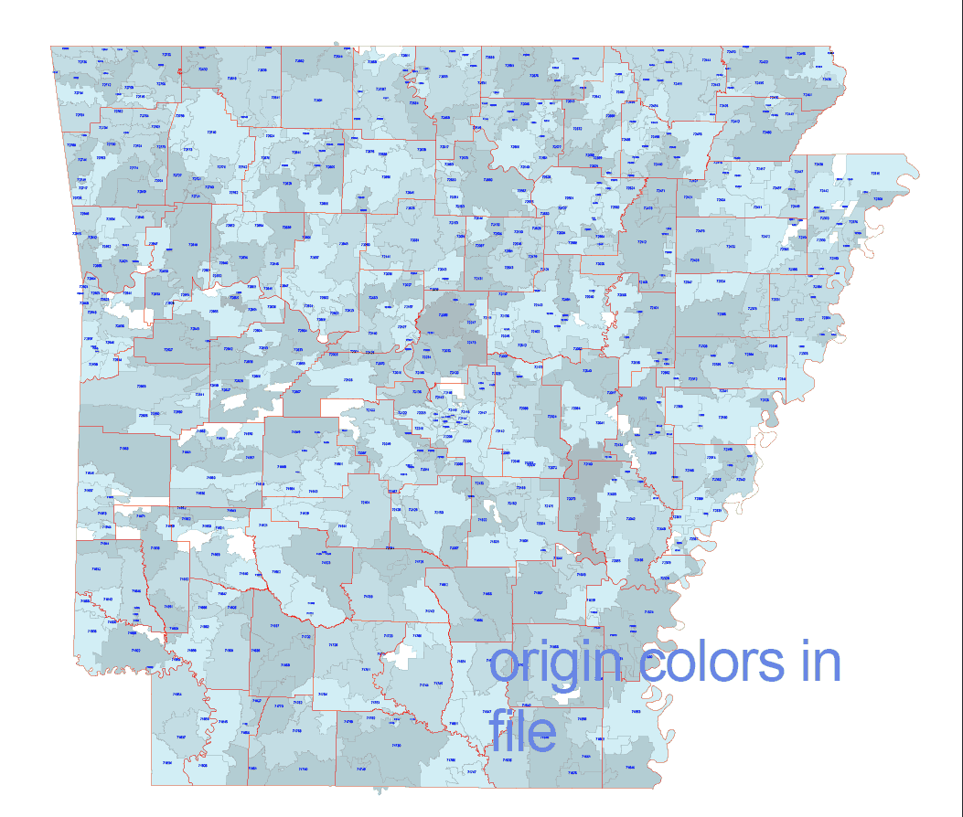 Arkansas 5 Digit Zip Code Map Without City Name Printable Vector Maps