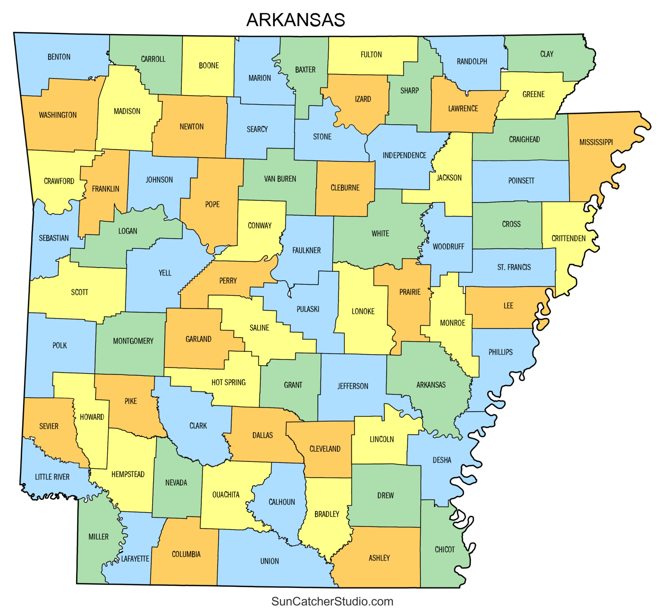 Arkansas County Map Printable State Map With County Lines Free Printables Monograms Design Tools Patterns DIY Projects