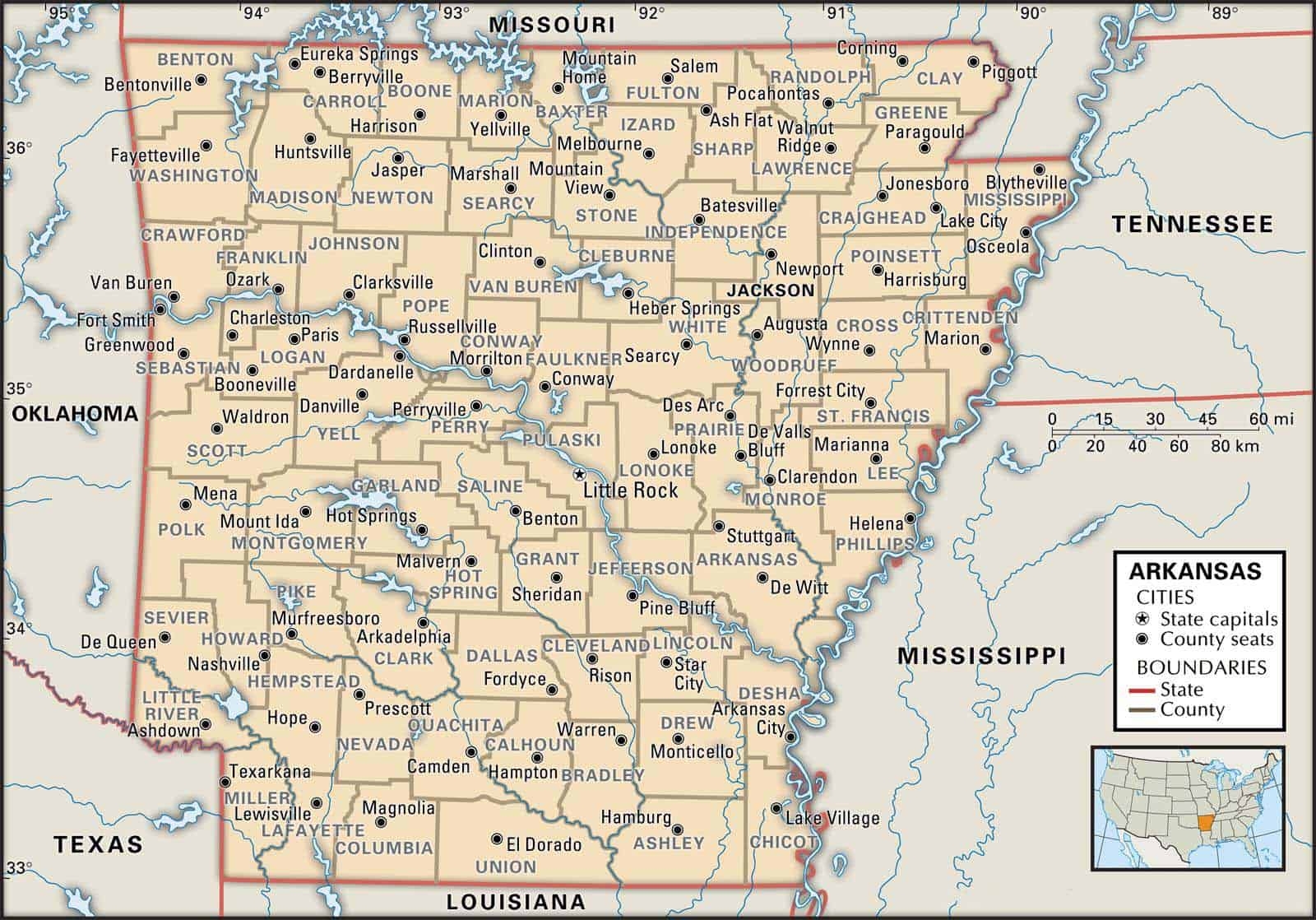 Free Printable Arkansas Map