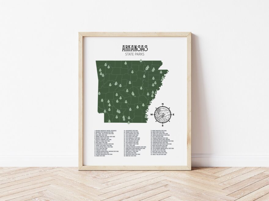 Arkansas State Parks Map Print Etsy