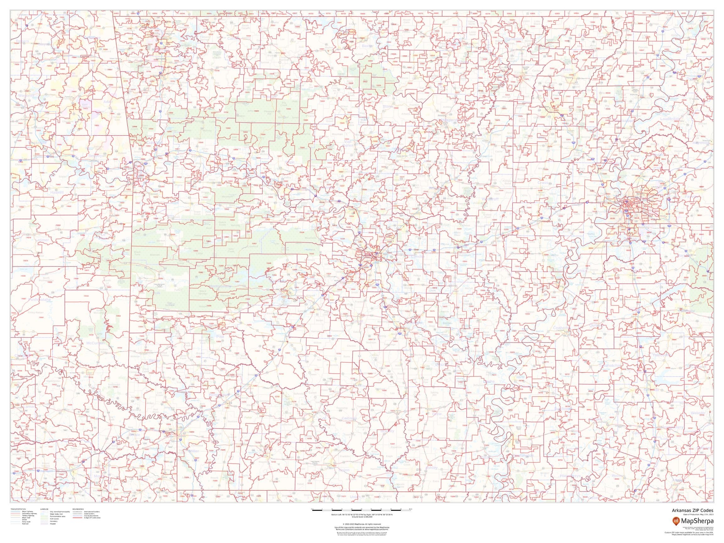 Arkansas Zip Code Map Printable