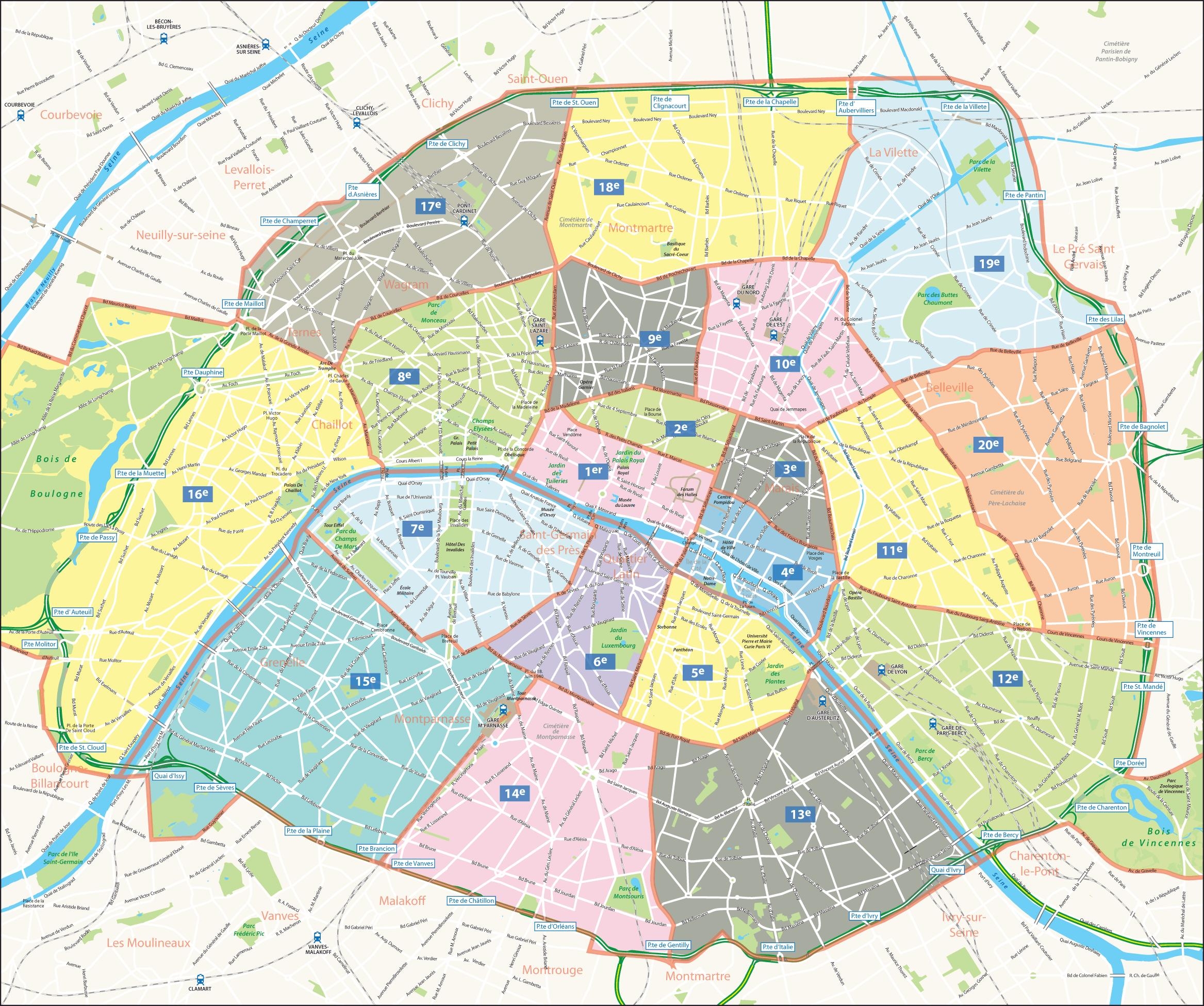 Paris Arrondissement Map Printable Paris Arrondissement Map Printable