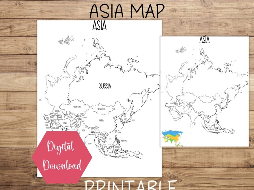 Asia Map Map Of Asia Printable Asia Map Printable Asia Sales Map Travel Tracker Etsy Order Map Instant Digital Download PDF Map Of Asia Etsy