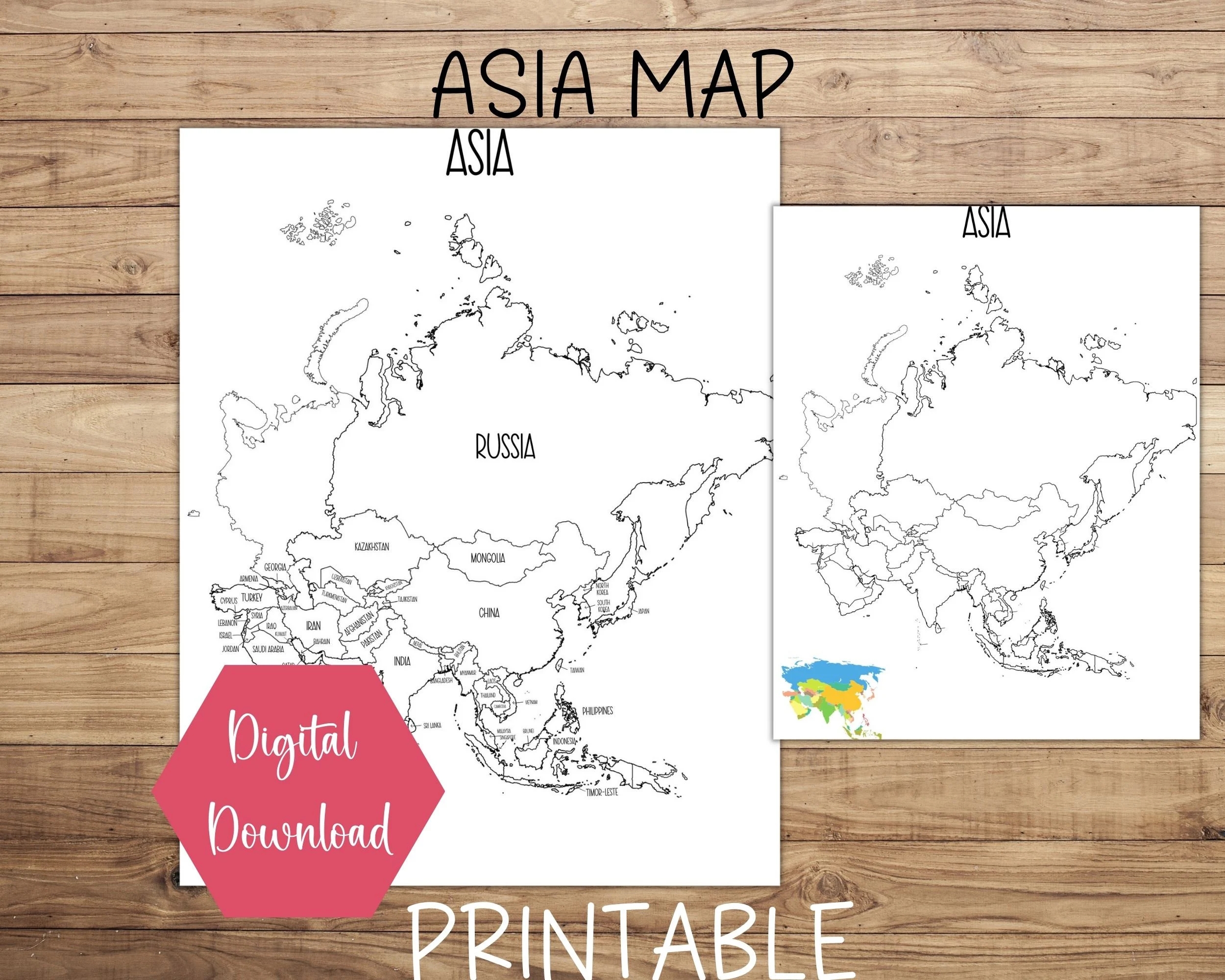 Asia Map Map Of Asia Printable Asia Map Printable Asia Sales Map Travel Tracker Etsy Order Map Instant Digital Download PDF Map Of Asia Etsy