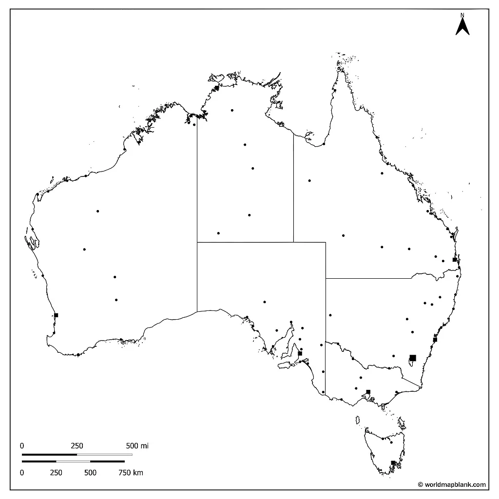 Australia Map Outline Printable