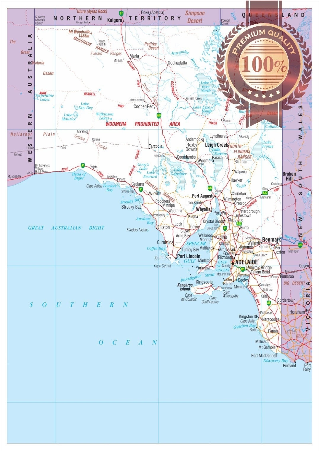 A4 Printable Map Of South Australia