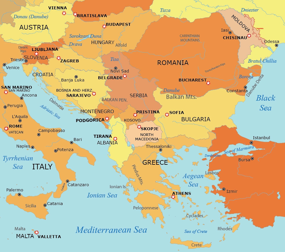 Free Printable Map Of Croatia And Serbia