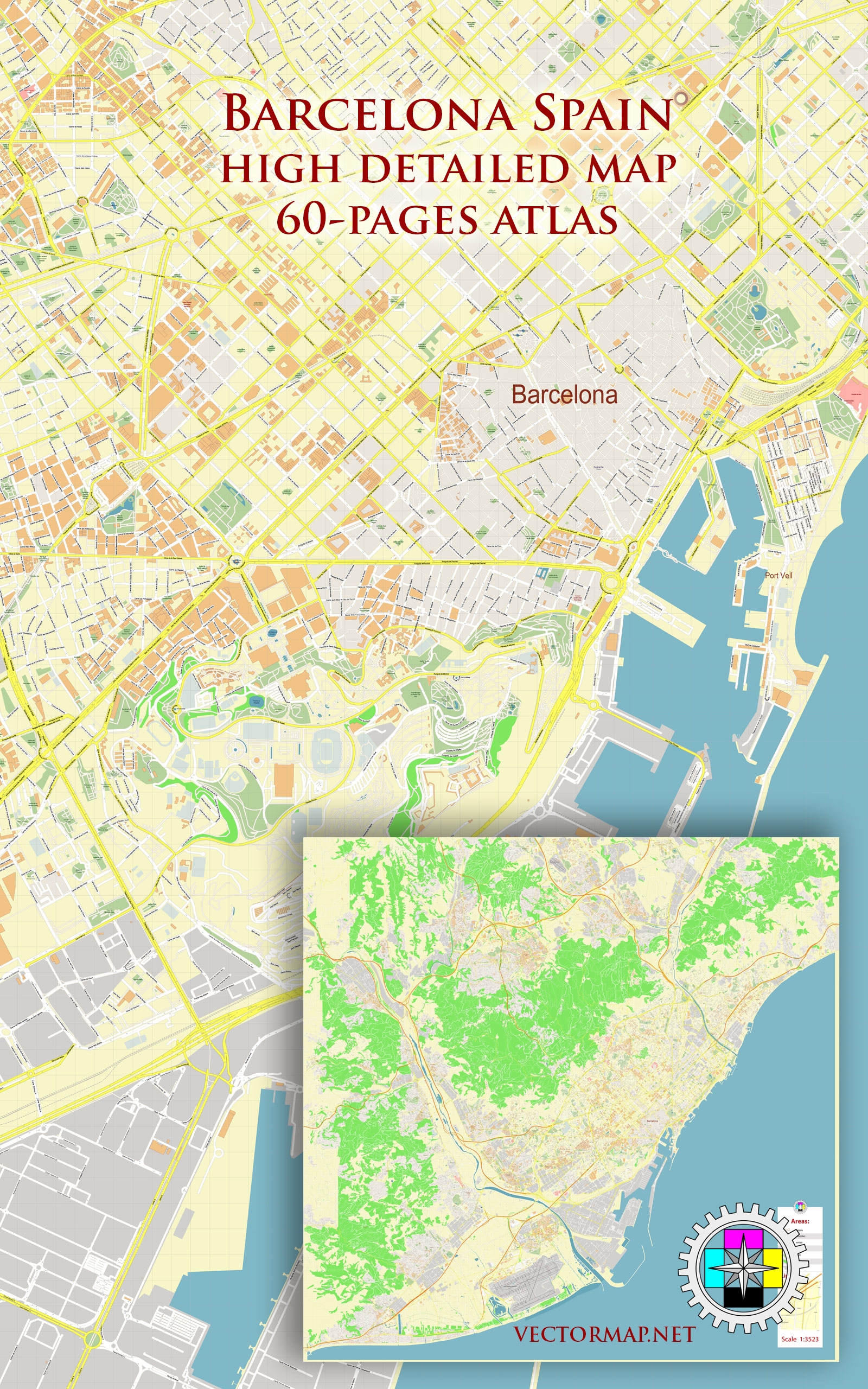 Barcelona Spain Tourist Map Multi page Atlas Contains 60 Pages Vector PDF Maps In Vector Detailed Street Maps Illustrator PDF CorelDRAW EPS DWG DXF