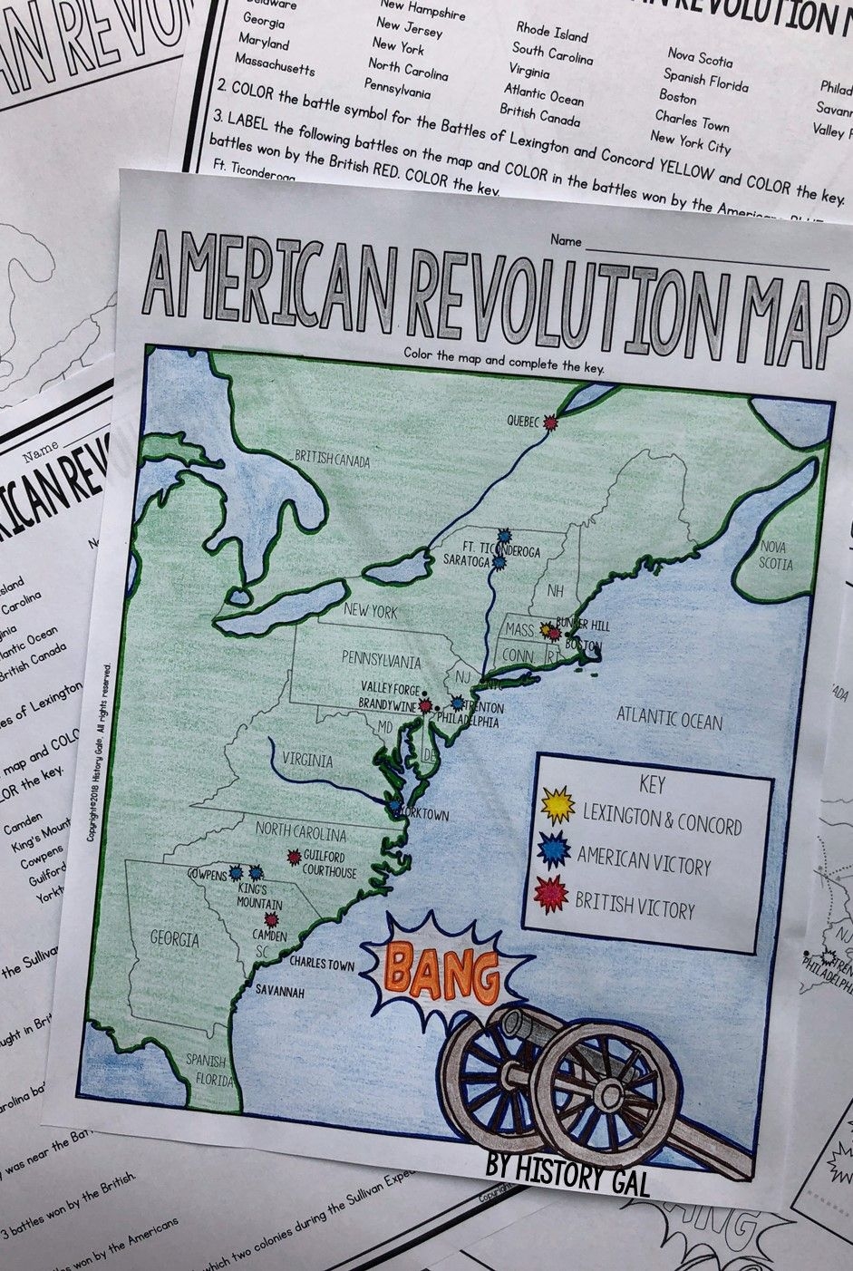 Battles Of The American Revolution Blank Map And Key Worksheets Library