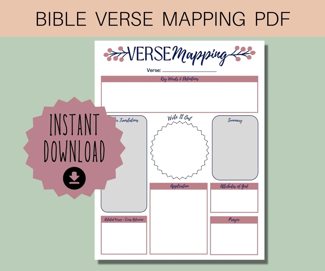 Bible Study Verse Mapping Instant Download PDF Sizes A4 A5 US Letter Etsy