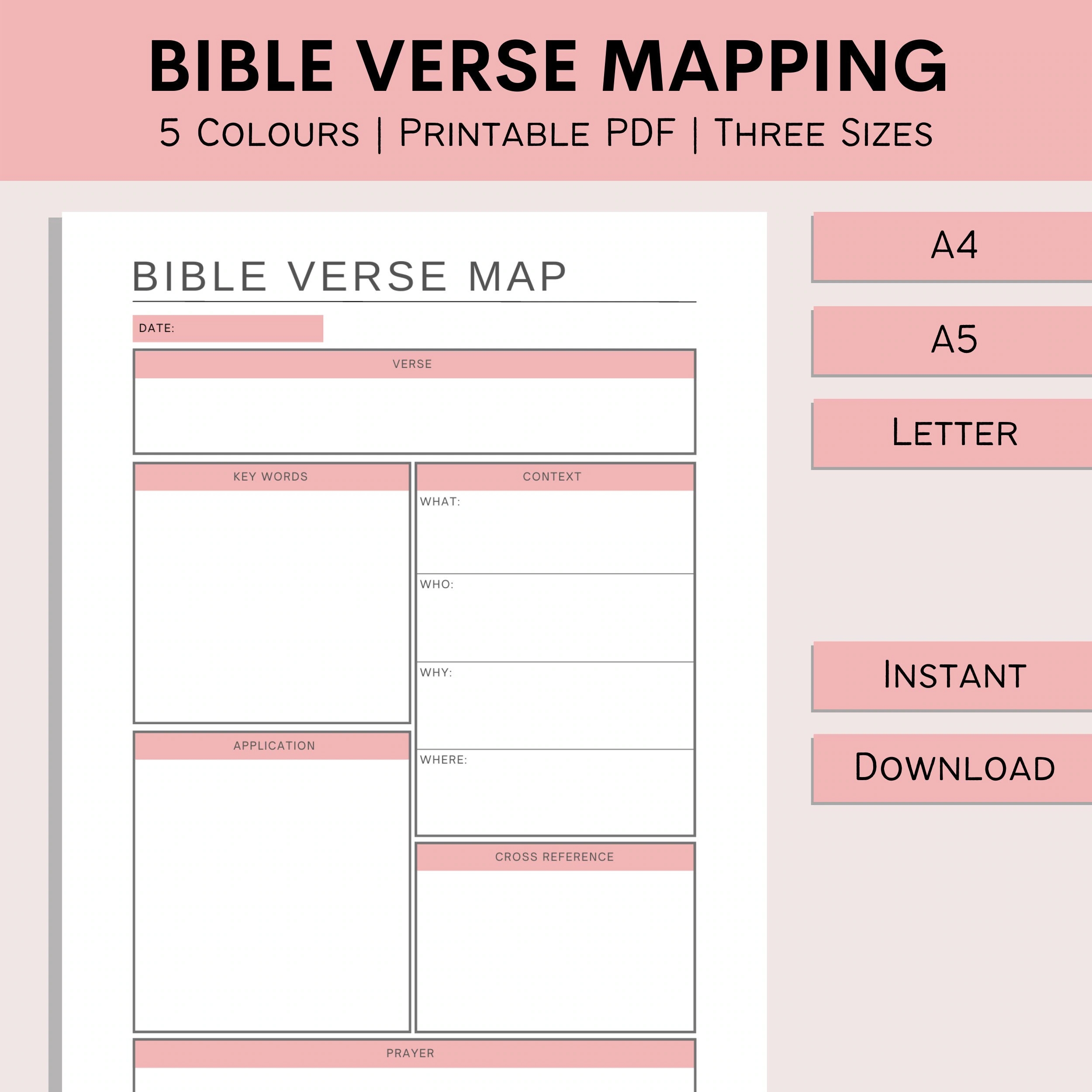 Bible Verse Mapping Bible Study Notes Faith Worksheet Printable Scripture Study Tools Bible Journaling PDF A4 A5 Letter Etsy