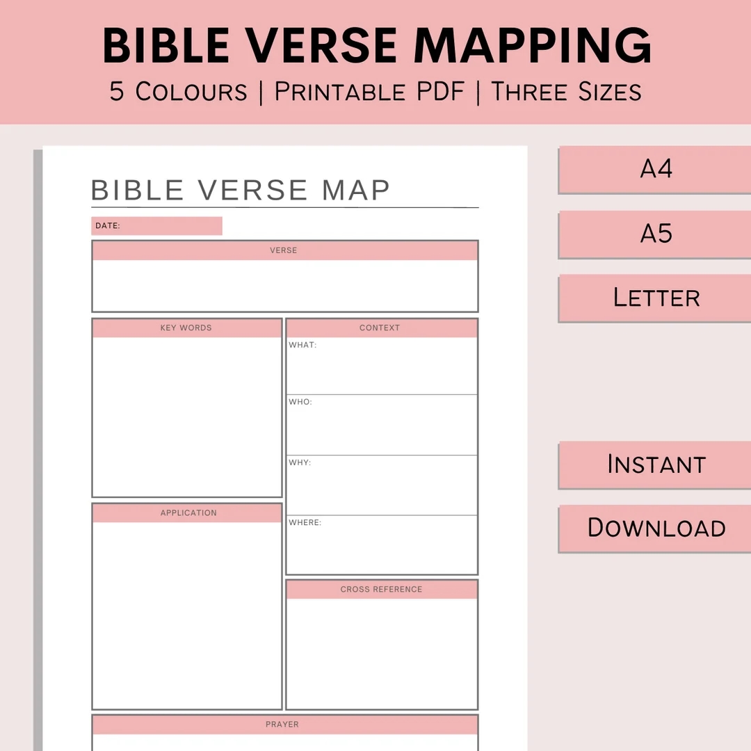 Bible Verse Mapping Bible Study Notes Faith Worksheet Printable Scripture Study Tools Bible Journaling PDF A4 A5 Letter Etsy