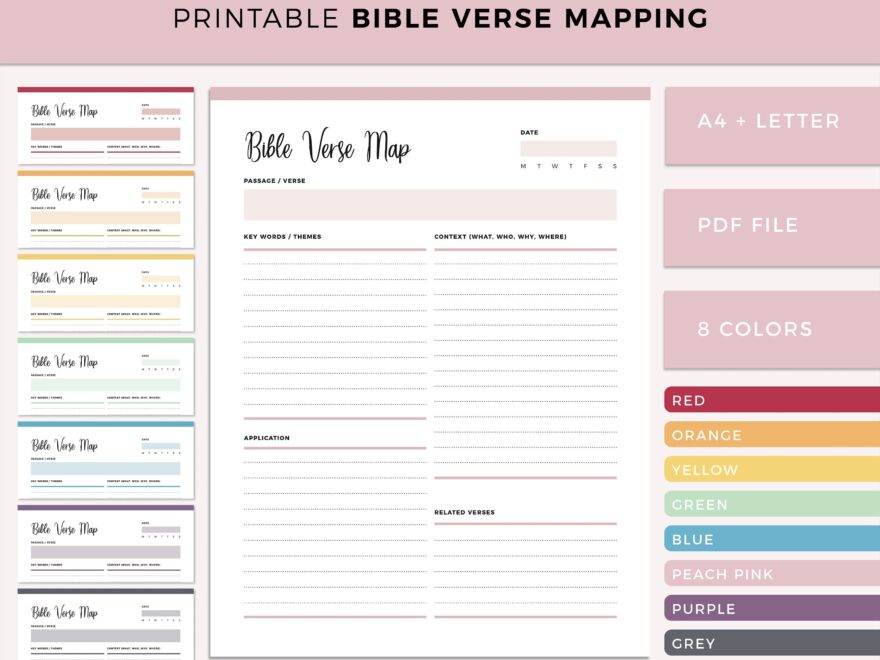 Bible Verse Mapping Printable Bible Verse Mapping Journal Bible Verse Map Bible Study Bible Journaling A4 And Letter Size Etsy